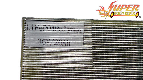 Close up of battery specifications
