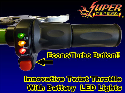 Innovative twist throttle with battery LED lights