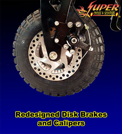 Redesigned disk brakes and calipers
