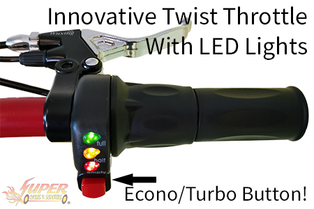 Innovative twist throttle with battery LED lights